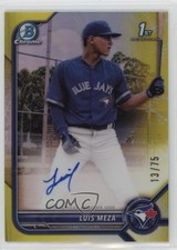 2022 Bowman Chrome Prospect Yellow Refractor 13/75 Luis Meza #CPA-LM Auto 3hd