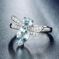 2Ct Pear Cut Lab-Created Aquamarine Halo Engagement Ring 14K White Gold Plated