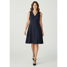 Tory Burch Navy Wool Sheath Dress Women's 8 Blue Pleated Wrap NWT MSRP $375