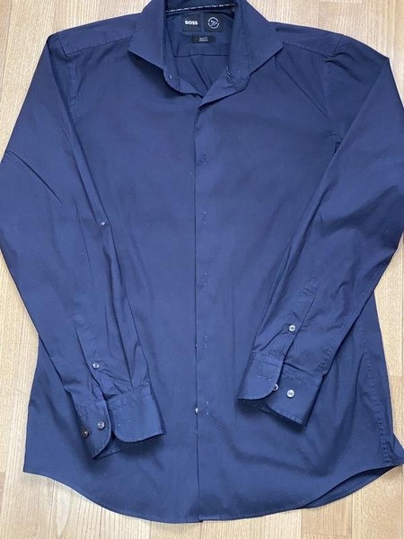 Men Hugo Boss Shirt Navy Cotton M #N7ZL