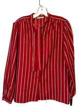 VINTAGE KORET BLOUSE JUNIOR 11 RED WHITE STRIPE MADE IN USA EUC