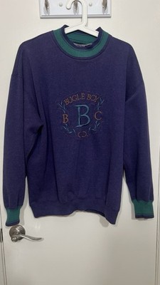 Vintage Bugle Boy Embroidered Logo Sweatshirt Purple Green Size M