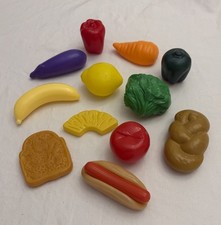 Pretend Play Plastic Food Misc Lot 12-pc Veggies Fruit Bread More VG Quality