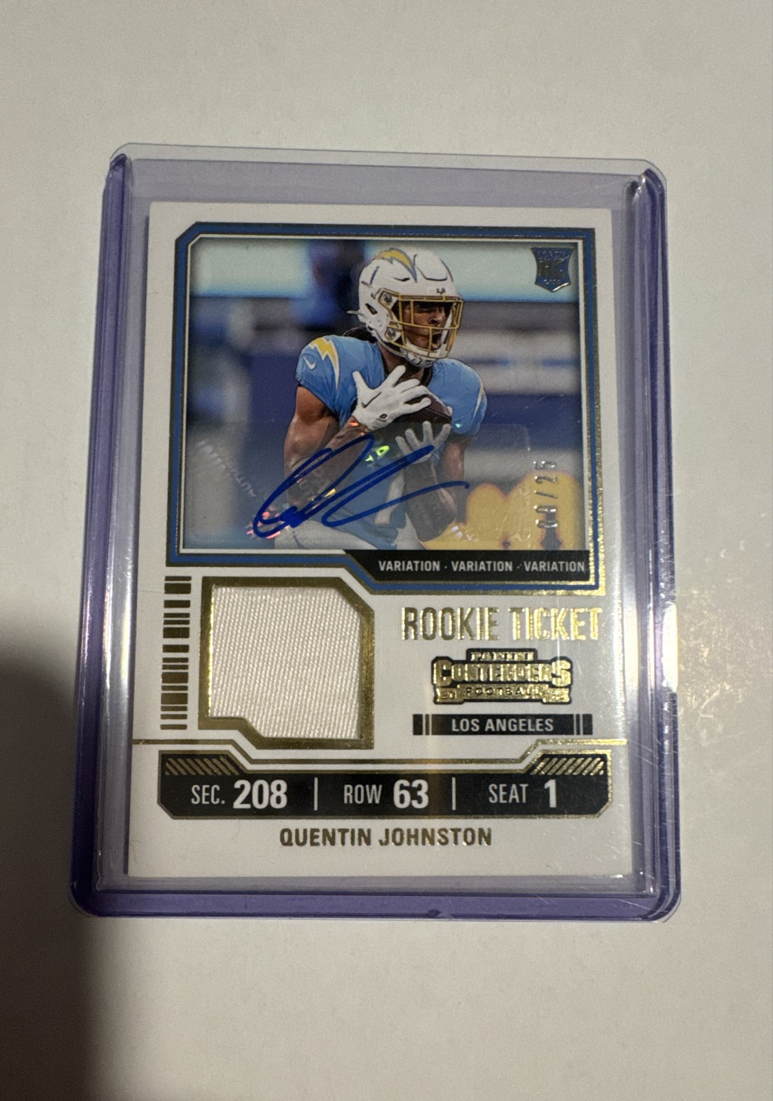2023 Panini Contenders - Rookie Ticket Swatches Autographs Quentin Johnston /25