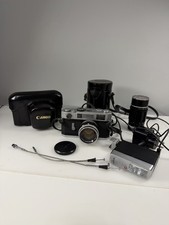 CANON 7s Rangefinder Film Camera 50mm fl, Case, 135 MM Lens, Flash W Charger