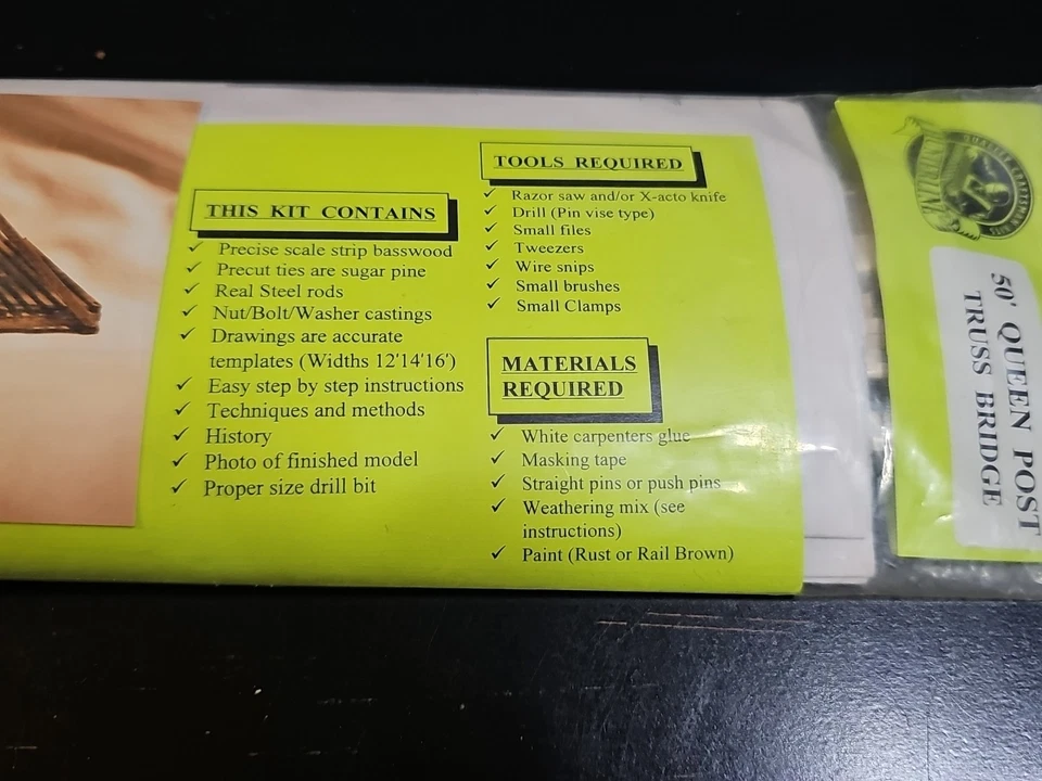 Hunterline O Scale 50' Queen Post Truss Bridge Kit - NOS - Image 3 of 4