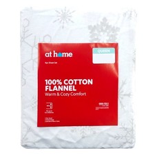 Full Snowflake Flannel Sheet Set 100 Cotton White/Grey - Holiday Xmas At Home