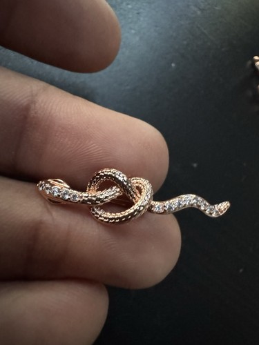 585 14K RG Stamped Serpentine Snake Wrapped Zircon Stud Earrings - Picture 5 of 9