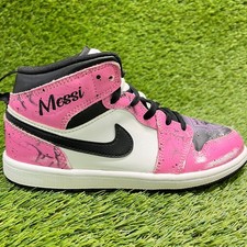 Nike Air Jordan 1 Mid Messi CD GS Girls Size 3Y Pink Basketball Shoes Sneakers