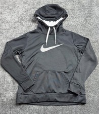 Nike Dri-Fit Women s Black Pullover Hoodie Size Medium M Swoosh Logo Fleece Line
