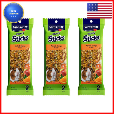 Vitakraft 6 Pack Of Crunch Sticks Treats Apple And Orange Flavor For Guinea Pigs