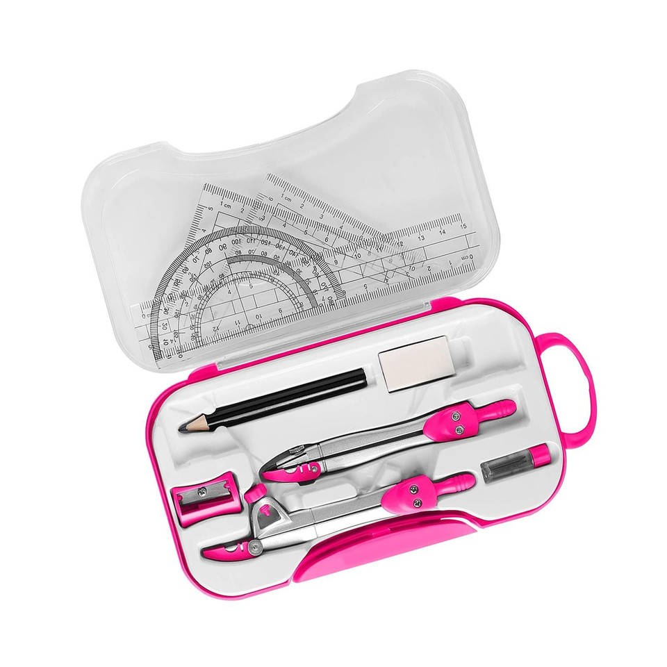 Math Geometry Kit Compass Set Protractor Triangle Ruler School Teachers ...