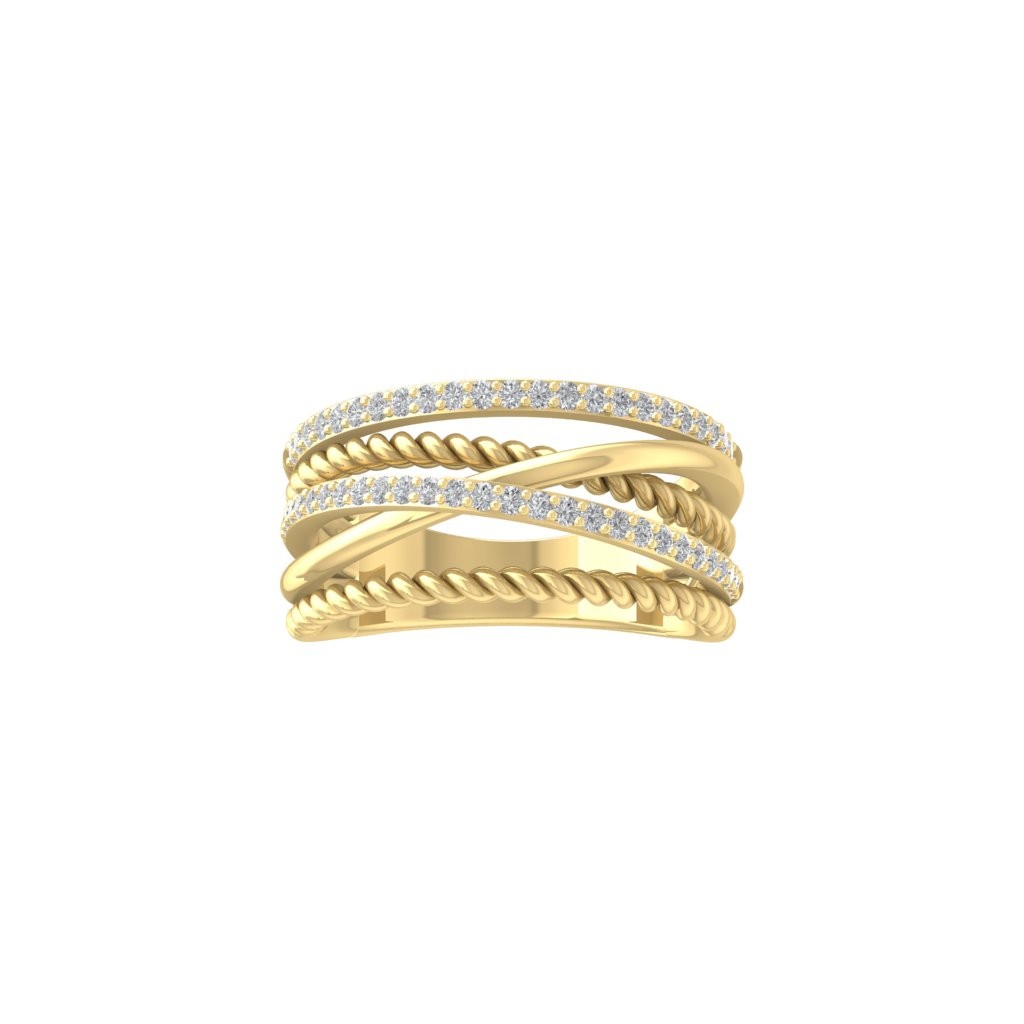 14K Yellow Gold Lab Grown Diamond Fashion Ring Size 9 Gift For Women 5.67gm