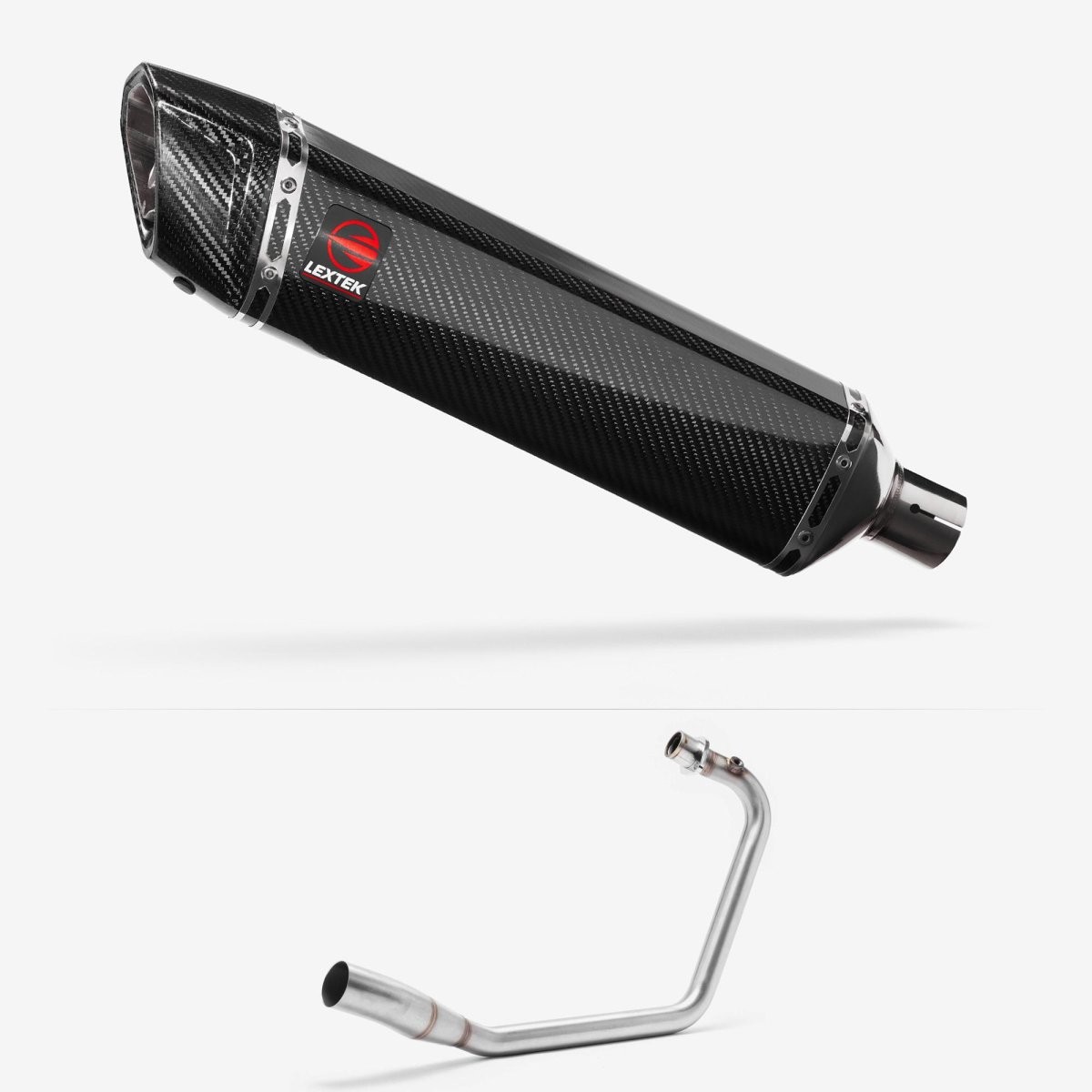 Lextek Carbon Fibre SP7C 400mm Exhaust System Silencer Chrome Street Motorcycle