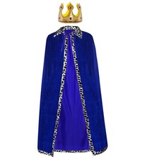 King Robe Costume Queen Crown Set Cosplay Stage Royal Cape Dress Up Halloween