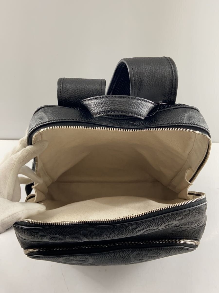 Gucci GG Jumbo Backpack Daypack Black Silver Leather Double Zipper