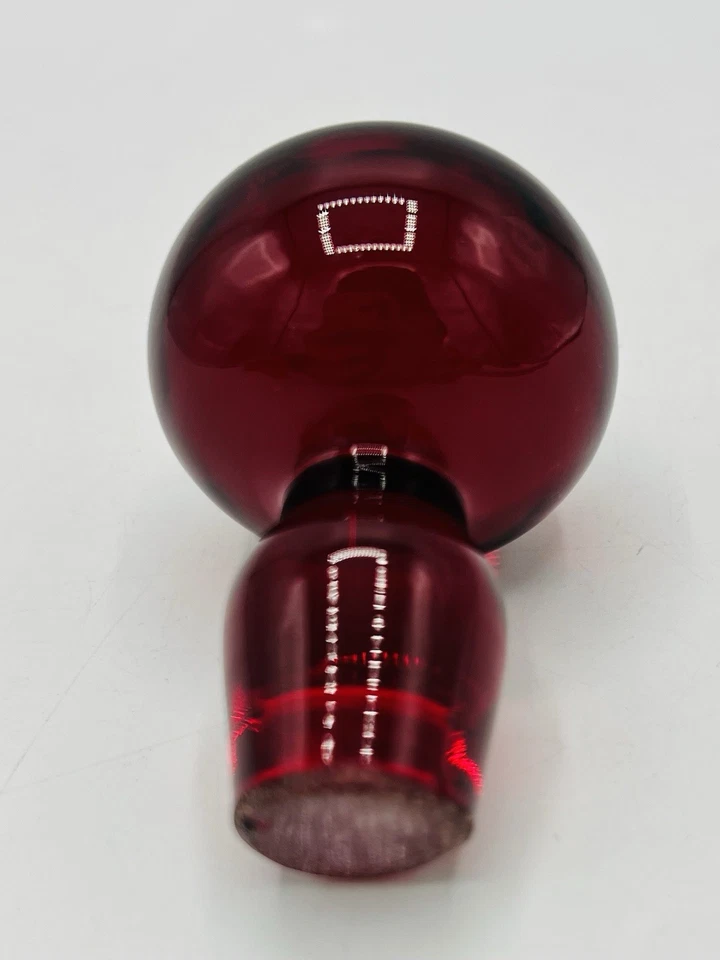 Blenko Glass Ruby Red Round Top Stopper 3”T It Glows - Image 3 of 4