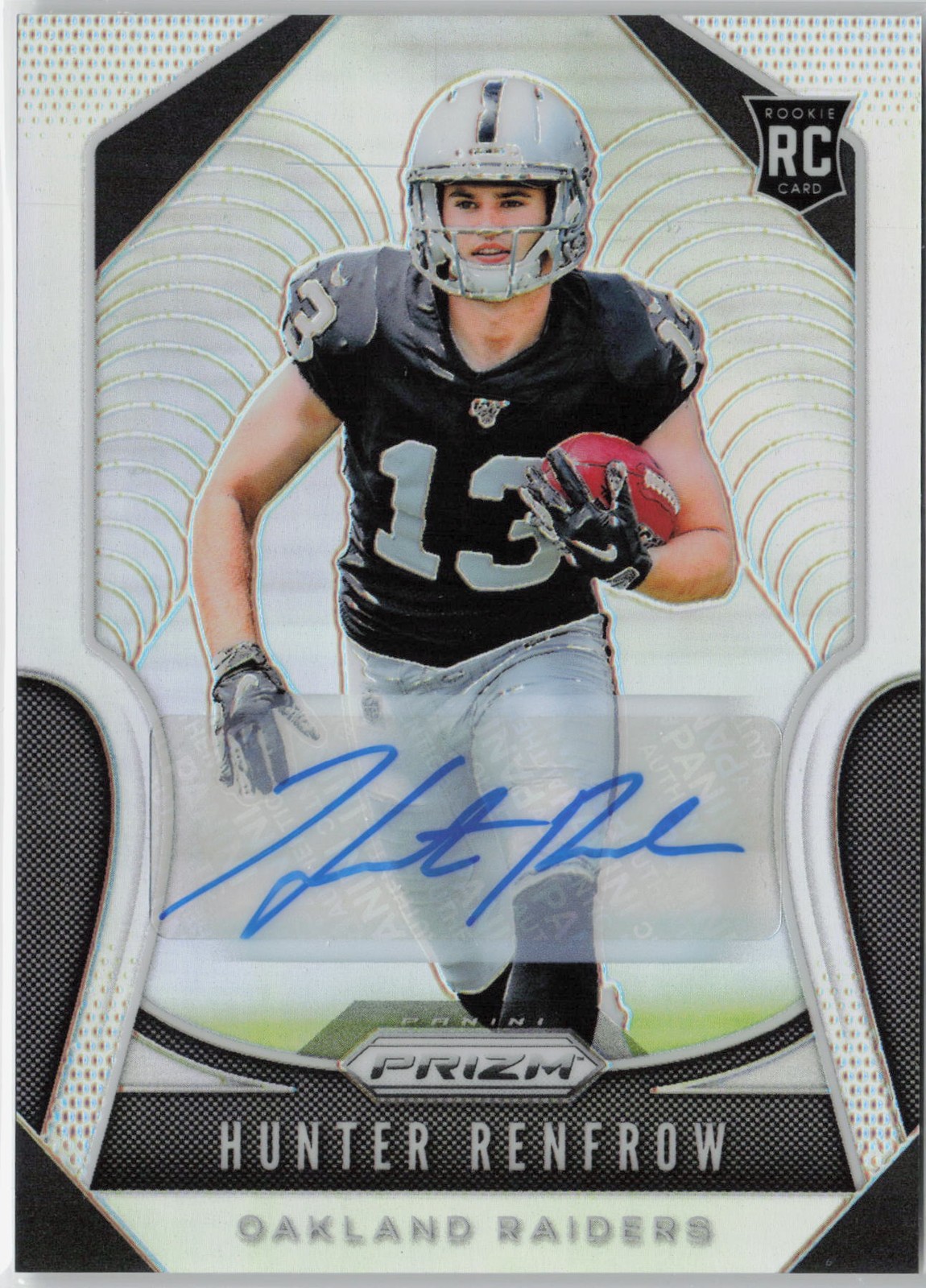 2019 Panini Prizm #357 Hunter Renfrow Silver Rookie Autographs