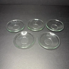 Clear Glass Plain Round Deep Well Bobeche Candle Drip Catcher ~ Vintage Lot Of 5