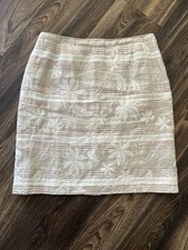Talbots Irish Linen Floral Short A Line Skirt Womens 12 Vintage Beachy Office