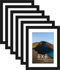 6x8 Picture Frame Set of 6, Display Pictures 5 x 7 with Mat or 6 x 8