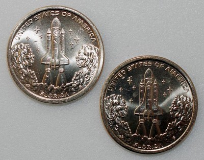 2025 P+D FLORIDA Innovation Golden Dollar Space Shuttle Program 2 Coin $1 Set