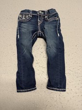 True Religion Girls Julie Slim Super T Thick Stitch Pocket Flaps Blue Jeans Sz 3