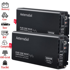 2 Pack 2000W 12V to 110V Power Inverter Portable Car Charger Adapter USB Port US