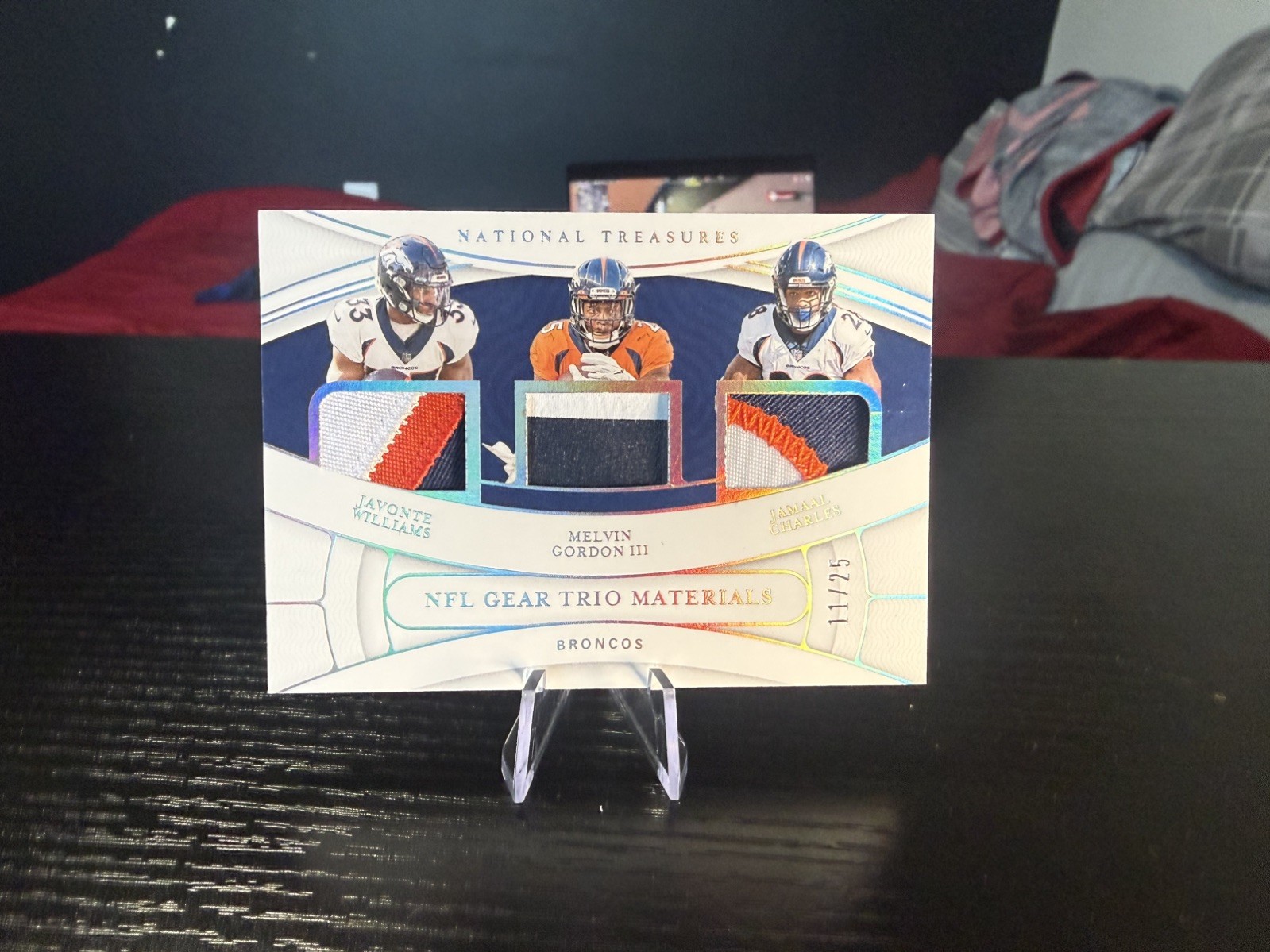 2021 National Treasures NFL Gear Trio Materials 11/25  Denver Broncos RB's