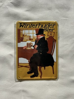 Metallpostkarte Blech Schild Winterhuder Bier Embalit Deko Man-Cave Bar Werbung