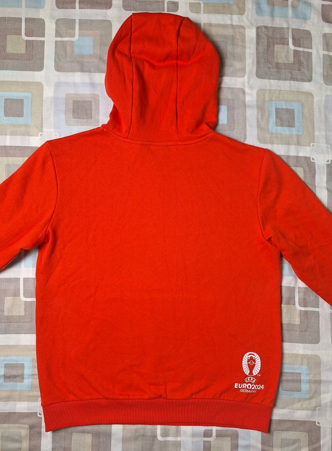 Mens UEFA Euro 2024 Red Pullover Hoodie - Size M image 3