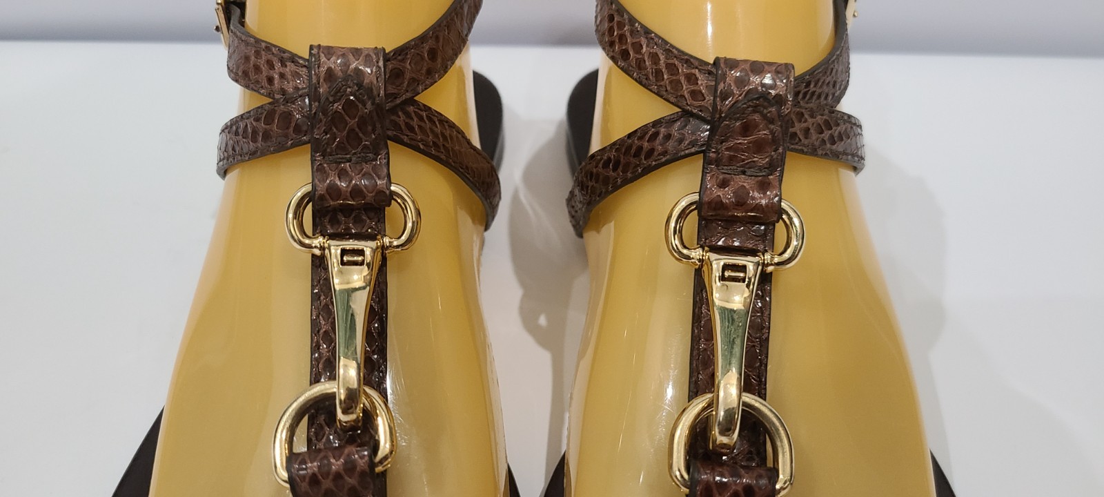 Burberry Brown Python Ankle Strap Flat Sandals Si… - image 4