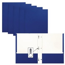 Blue Paper 2 Pocket Folders with Prongs, 50 Pack, Matte Texture, Letter Size ...