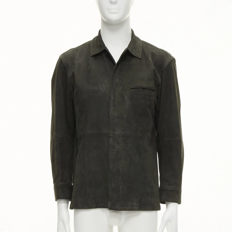 ISSEY MIYAKE WHITE LABEL grey cowhide suede leather overshirt jacket JP1 S - Image 3 of 4