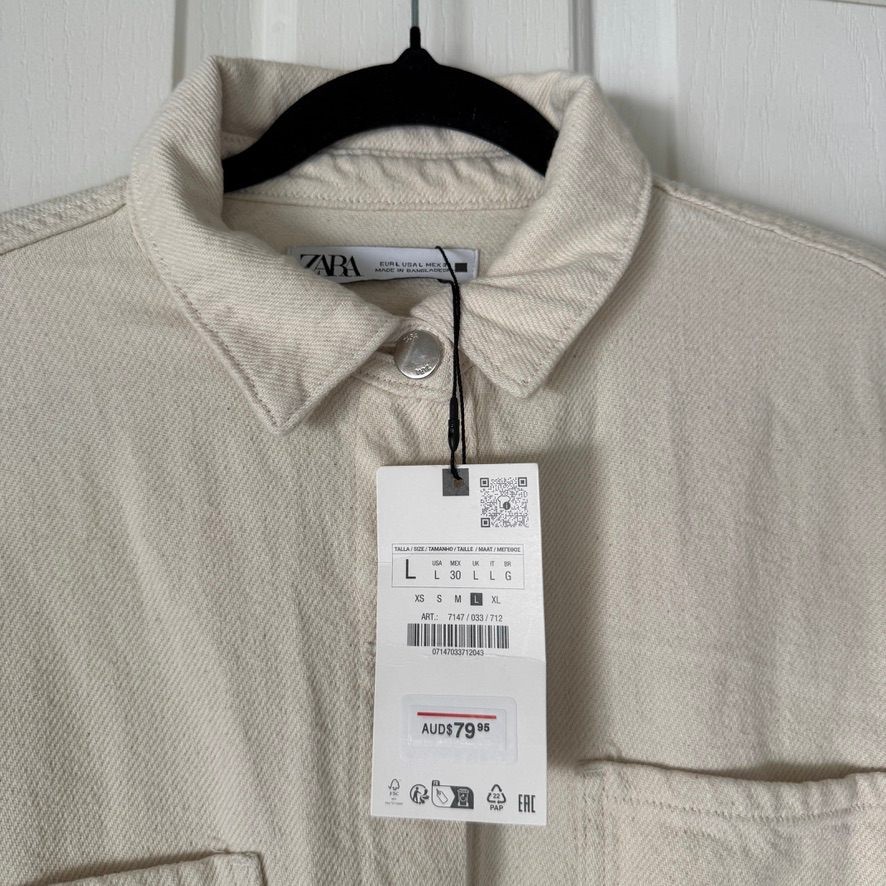 Zara Womens Romper Jumpsuit Size L Cream Denim Utility Playsuit NWT thumbnail 4