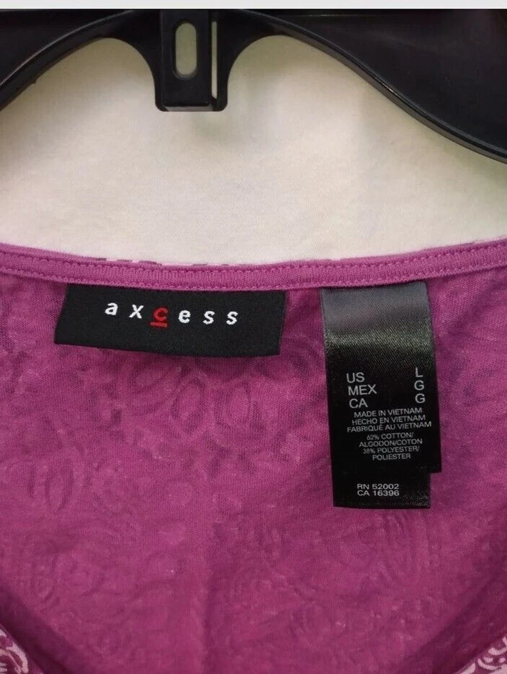 Camisa Mujer Axcess Talla L Púrpura Cachemira Sin Mangas Túnica Plisada Verano Boho  Foto 4 de 4