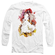 Image of Beauty and the Beast Belle Flower Silhouette Long Sleeve T-Shirt S-2XL, White