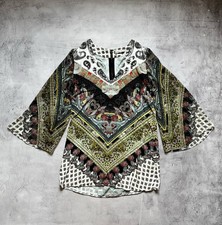 Alice + Olivia Zia Caftan Mini Dress Paisley Chevron Size S-M