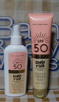 Bath & Body Works SPF50 Sunscreen Pink Pineapple Sunrise Spray Lotion NEW W/716