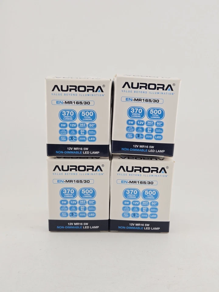 4x Aurora MR16 LED Bulb 5W 12V Warm White 3000K GU5.3 Non Dimmable Spotlight - Image 2 of 4