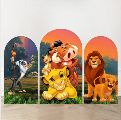 Lion King Simba Arch Backdrop Cover Kids Birthday Party Photo Background Prop