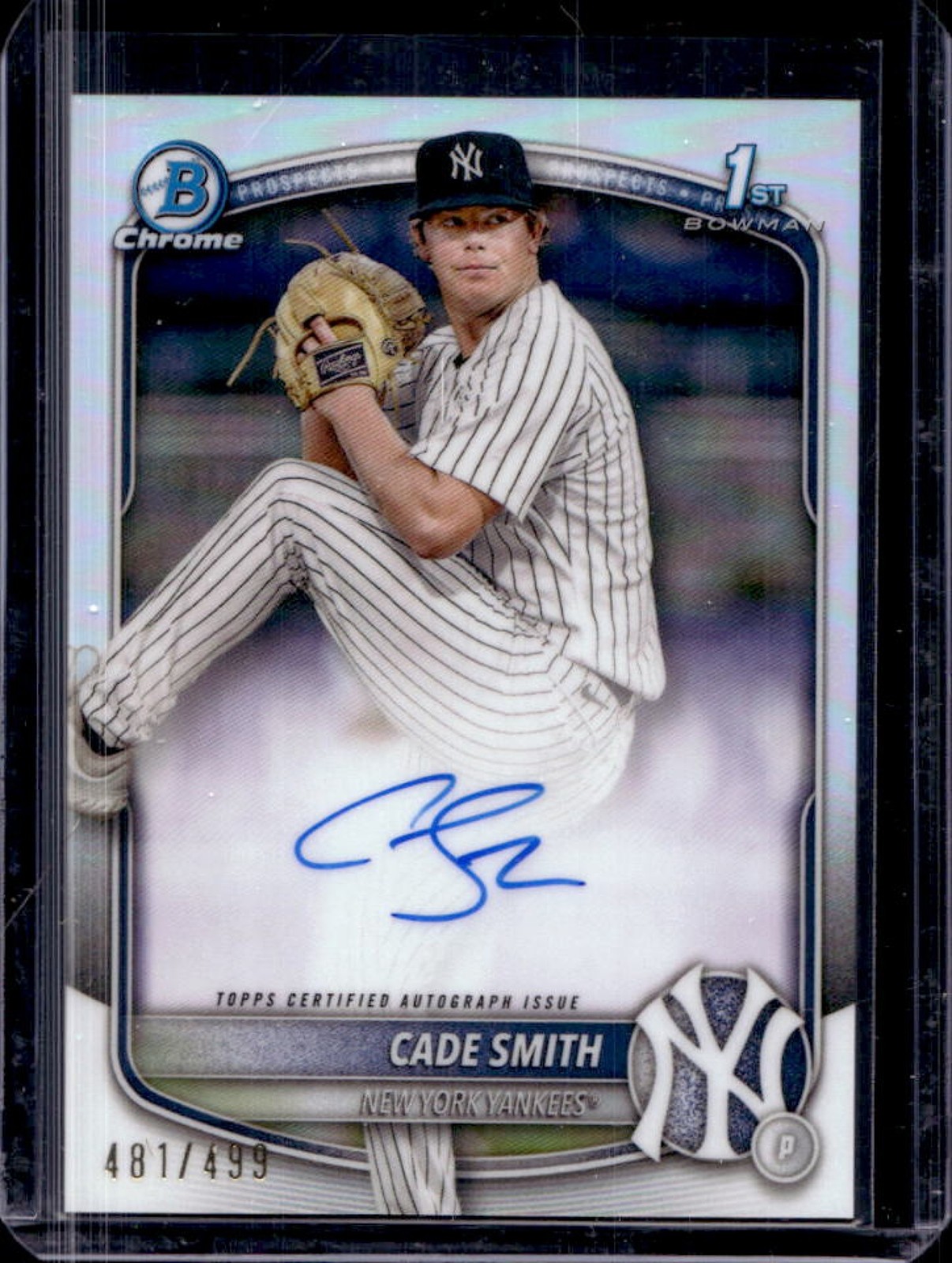 2025 Bowman Chrome Cade Smith Auto Refractor 1st Prospect #/499 Yankees