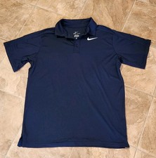 Boys Nike Dri-Fit Short Sleeve Polo Shirt Navy Blue Size L