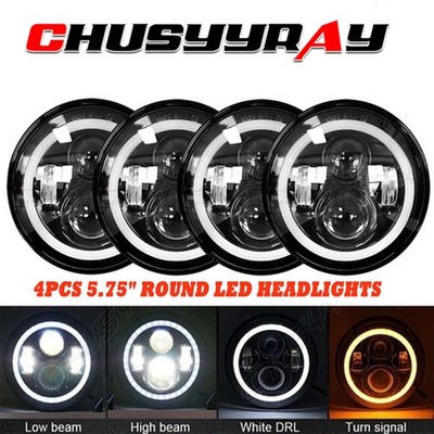 2Pair H4 5.75''inch 5 3/4 Round LED Headlight Angel Eyes for Jaguar XJ6 1972-89