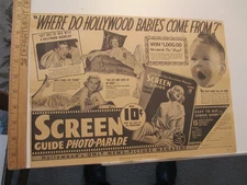 newspaper ad 1937 SCREEN GUIDE movie magazine Jean Harlow Marlene Dietrich baby