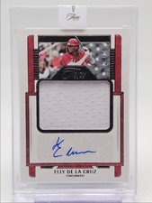 ELLY DE LA CRUZ 2023 PANINI THREE AND TWO JUMBO PATCH REDS AUTO /35 Q6053