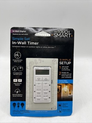GE My Touch Smart Simple Set In-Wall Programmable Digital Timer White 26893