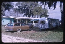 SL30 Slide 1966 Florida Travel Slide Ford Wagon  Trailer 414a