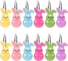 12Pcs Easter Bunny Shower Curtain Hooks, Colorful Bathroom Decor Easter Bathroom