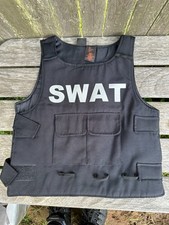 Authentic Kids SWAT Costume Vest Unisex Size 7 Black Police Halloween Dress Up
